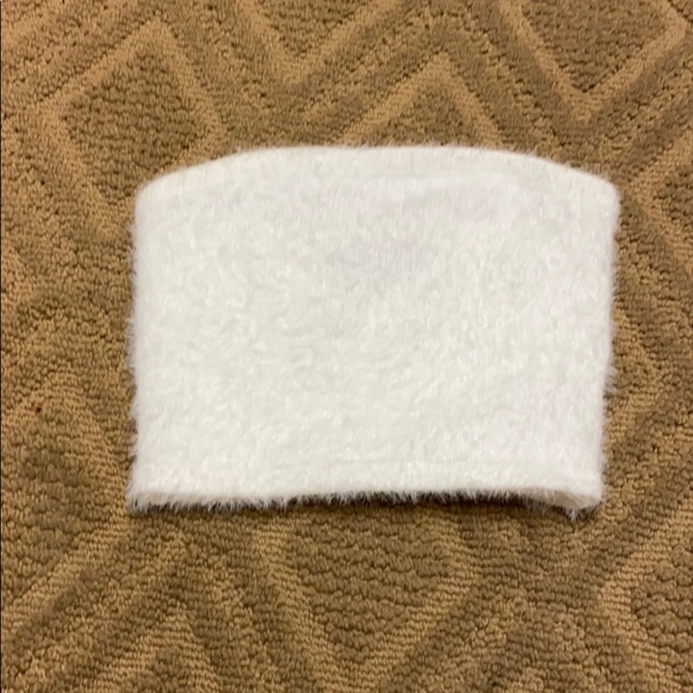 cropped fluffy tube top